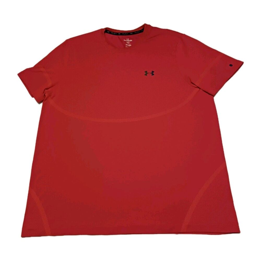 Under Armour Rush Mens XL Shirt Activewear Golf Short Sleeve Orange